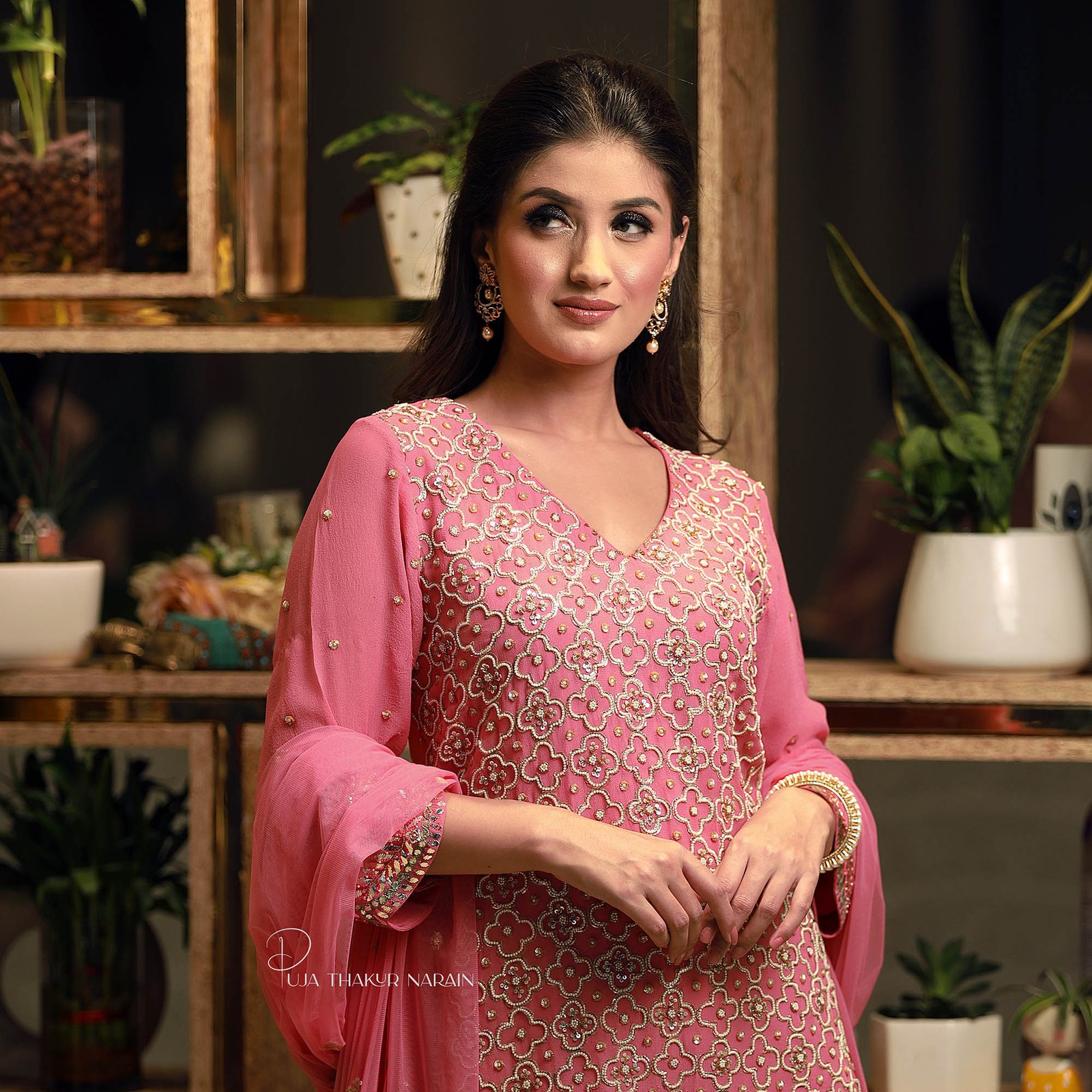 Short kurta with Kalidaar gharara with Tulle Duaptta — alternate view 2
