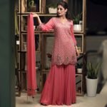Short kurta with Kalidaar gharara with Tulle Dupatta