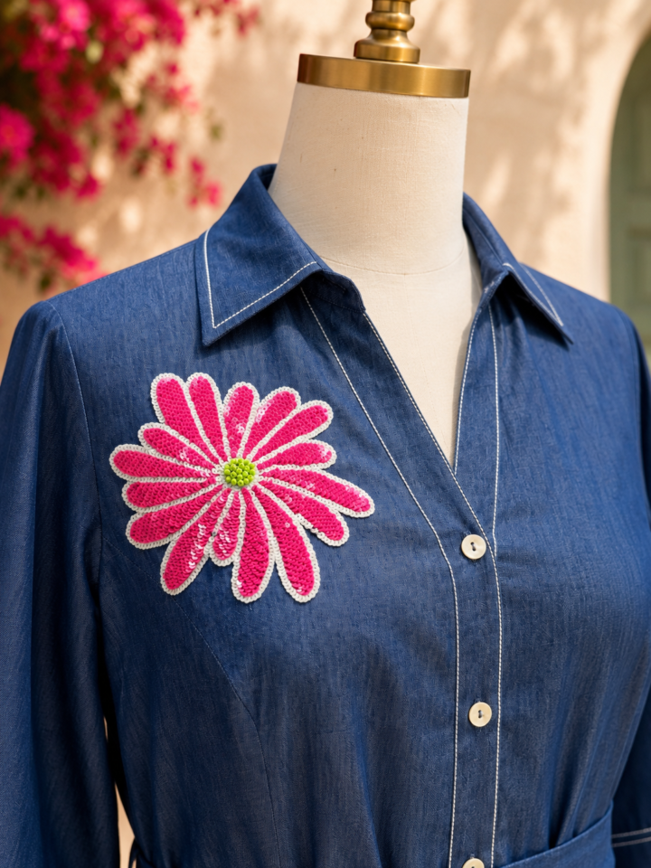 Bloom Denim Dress — alternate view 2