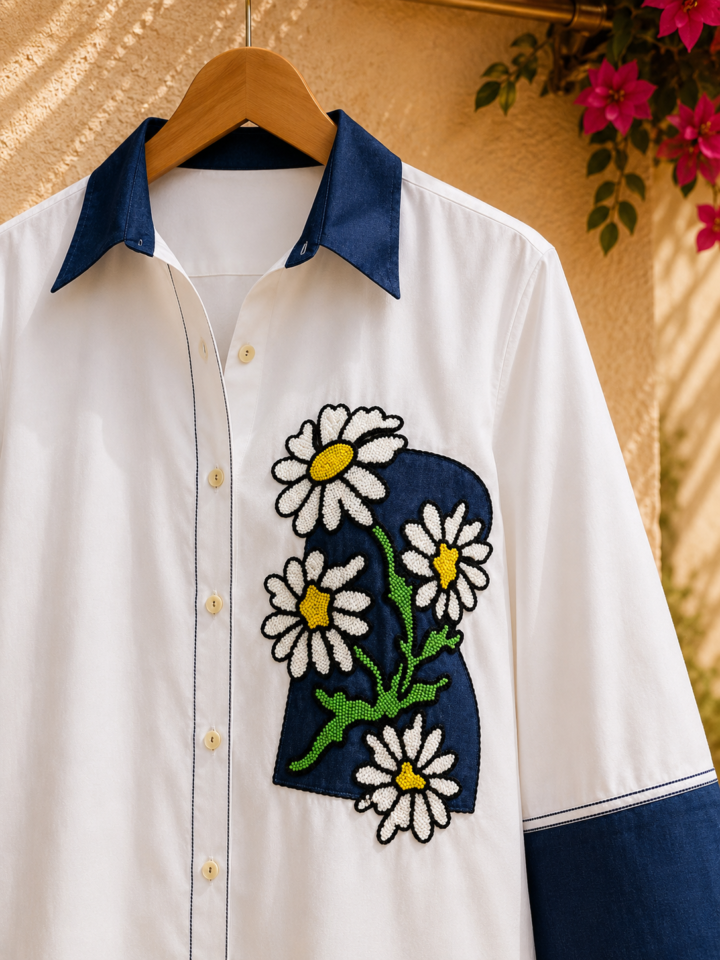 Ivory Daisy Shirt – detail 2