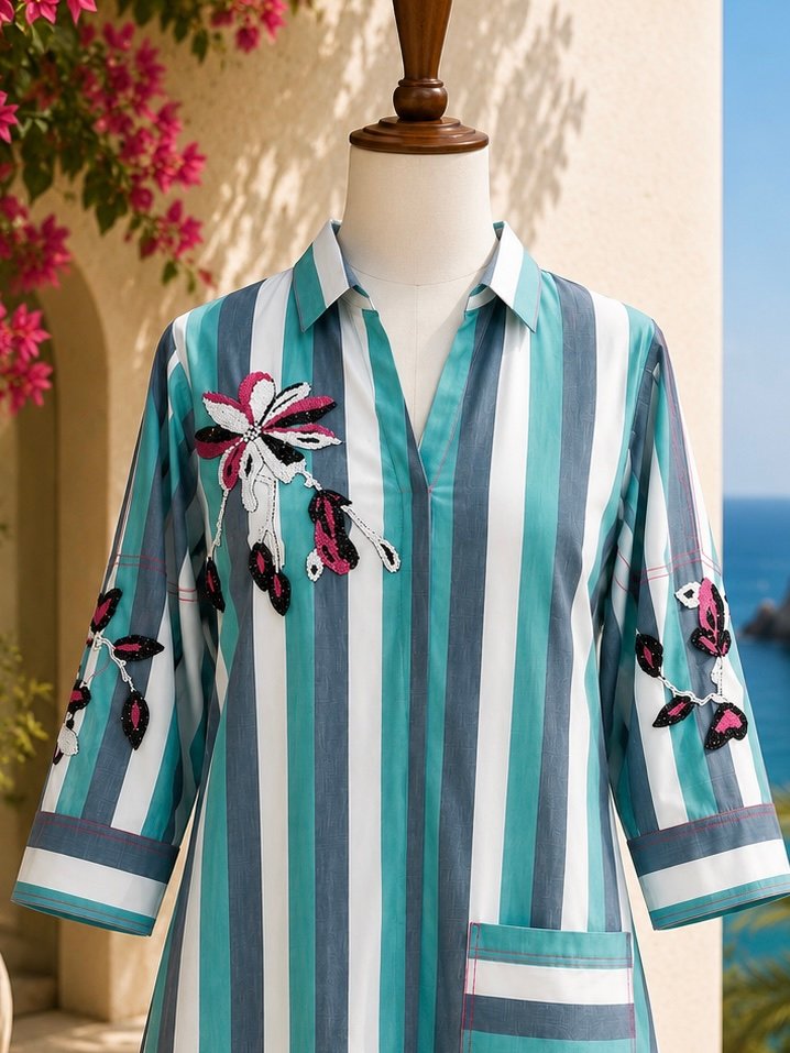 Aqua Petals Shirt – detail 2