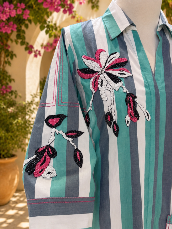 Aqua Petals Shirt – detail 3