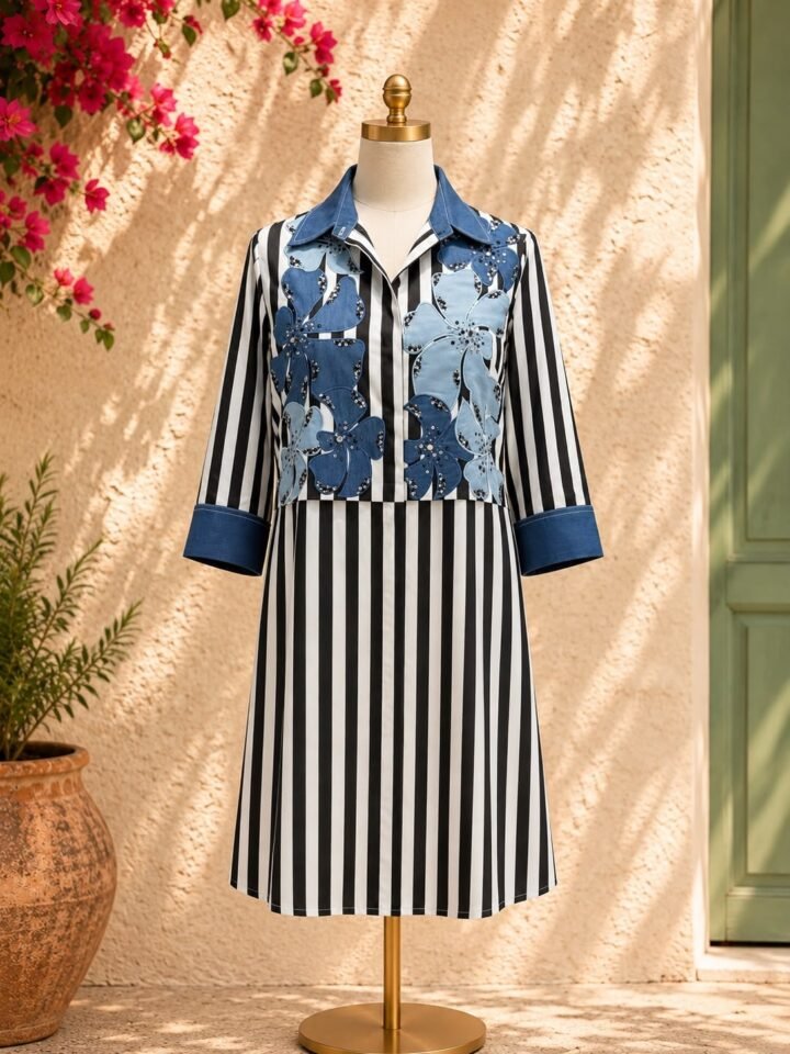 Azure Bloom Shirt Dress