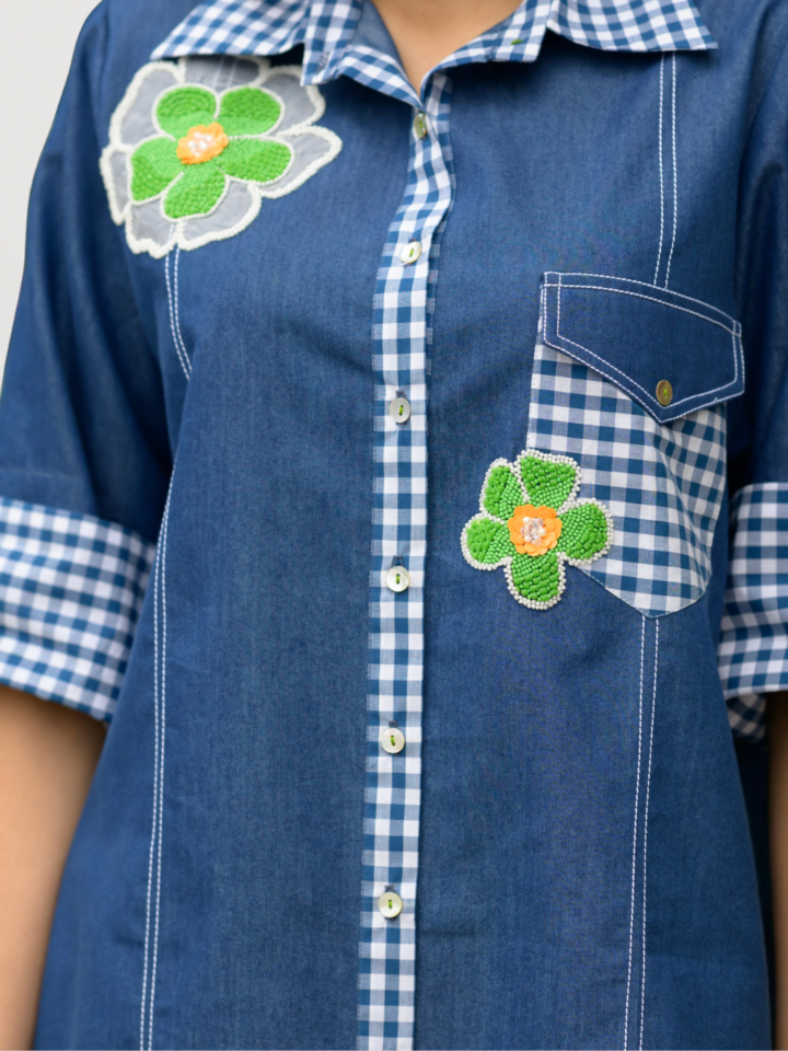 Indigo Garden Shirt – detail 2