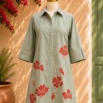 Olive Blossom Shirt Dress