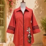 Rust Bloom Zip Shirt