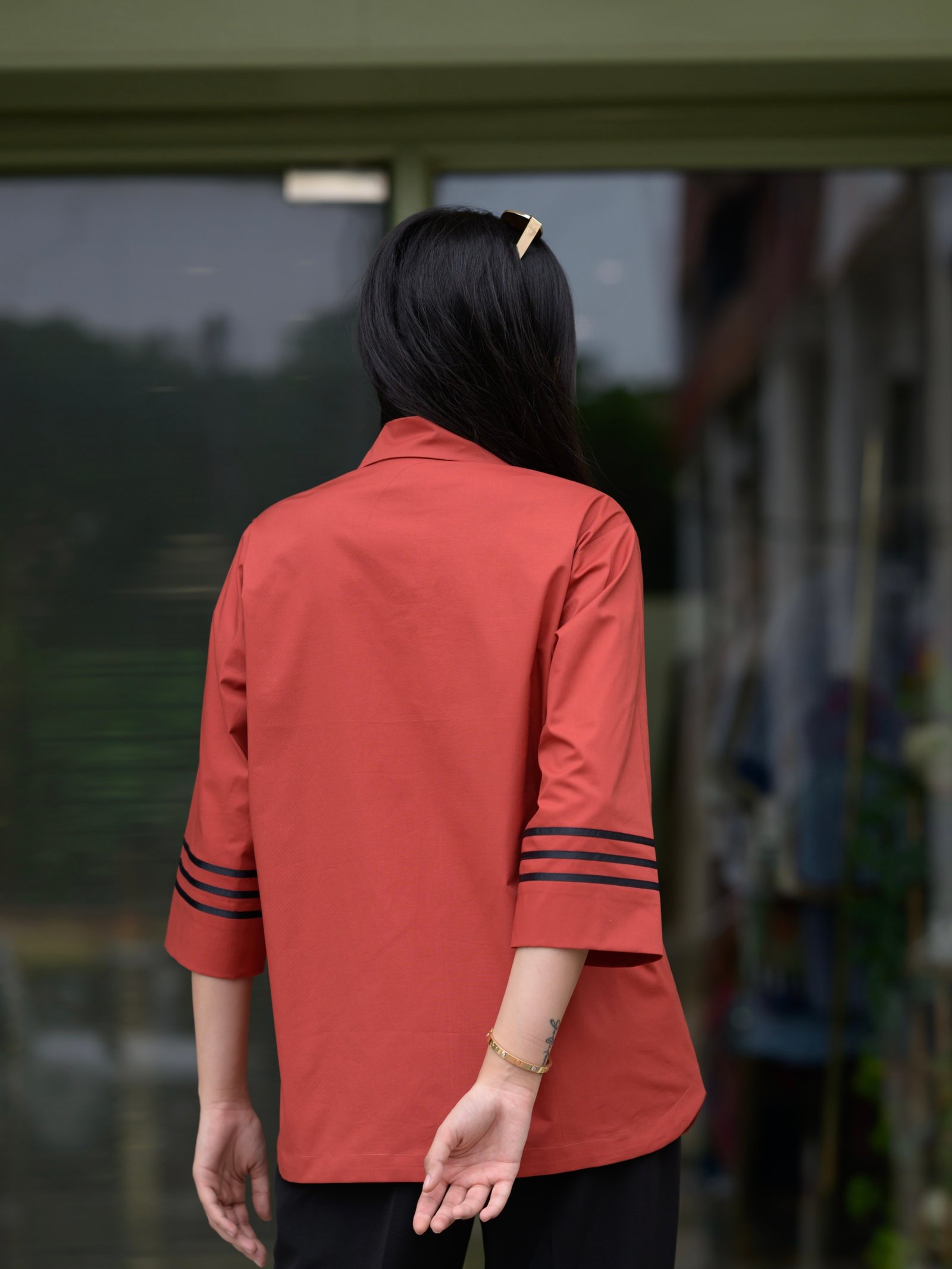 Rust Bloom Zip Shirt – detail 4